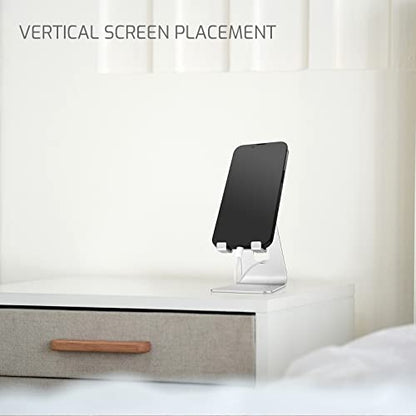 Silver Foldable Aluminum Alloy Cell Phone Holder,Tabletop Metal Phone Stand with Adjustable Angle by Swivel Axis,Smartphone Cradle - color: Silver