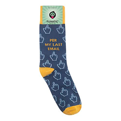 FUNATIC Socks with Funny and Profane Sayings, Sarcastic Gift for Men Women - color: Per My Last Email