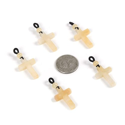 Justinstones Natural Gemstone Carved Cross Reiki Chakra Pendant Necklace 22 Inch - color: 30mm Yellow Jade