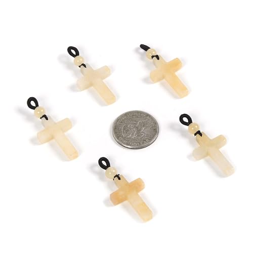 Justinstones Natural Gemstone Carved Cross Reiki Chakra Pendant Necklace 22 Inch - color: 30mm Yellow Jade