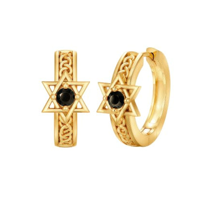 14K Gold Hoop Earrings for Women Gold Huggie Hoop Earring for Men - color: Celtic Knot-3