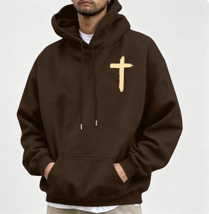 Christian Hoodie for Men Bible Verse Sweatshirt Faith Cross Hoodie - color: Brown01, size: X-Large