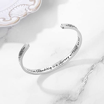 TONY & SANDY Cuff Bracelets for Women Teen Girls Best Friend Sister Mom Daughter Granddaughter Easter Birthday Mother's Day Christmas Stocking Stuffers for Teen Girls Women Jewelry - style: 0 - Friend Gifts - A true friendship is a journey without an end