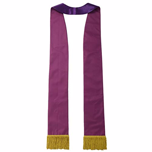 BLESSUME Church Clergy Pastor Cross Embroidered Stole - color: Purple