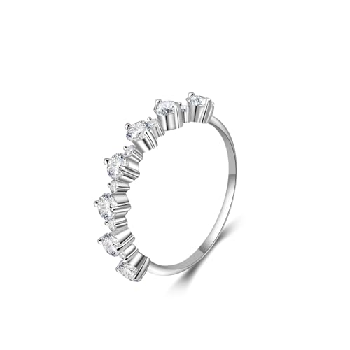 Helonley Birthstone Stack Rings for Women: 925 Sterling Silver Stacked Ring - color: Round Eternity Ring