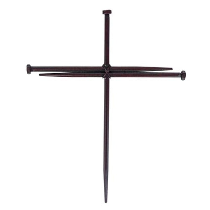 Rustic Metal Nail Cross Art - Christian Home Decor for Office, or Prayer Room - Religious Iron Crucifix with Three Nails Sculpture Baptism Gift - Minimalist Hanging Accent - Metal Wall Art 12” Black