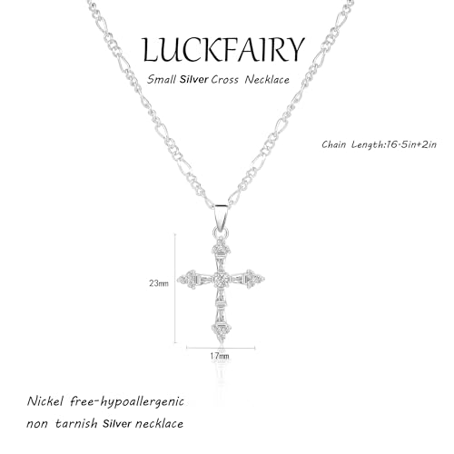 Cross Necklace for Women,14K Gold Plated Cross Pendant Necklace Jewelry - color: silver cross