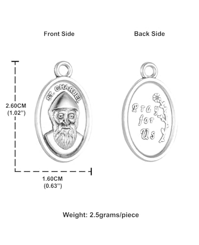 COTTVOTT Saint Therese of Lisieux/Saint Mother Teresa of Calcutta/Divine Mercy Jesus/Mater Dolorosa Patron Saint Medal Charm Pendant for DIY Rosary Necklace Bracelet Jewelry Making Part - color: 30pcs-St. Charbel