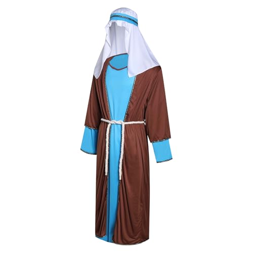 Shepherd Joseph Costume for Men Adult Jesus Nativity Tunic Robe Middle East Biblical Times Cosplay Outfit - size: Small