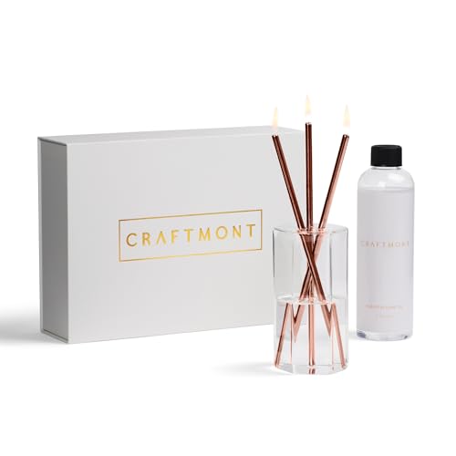 Refillable Candle Set - Unscented Paraffin Oil Candles Set with Metal Candlesticks, Glass Vase & Steel Funnel - Decorative Candles Gift Set for Home Decor, Events and Gifts - color: Rose Gold