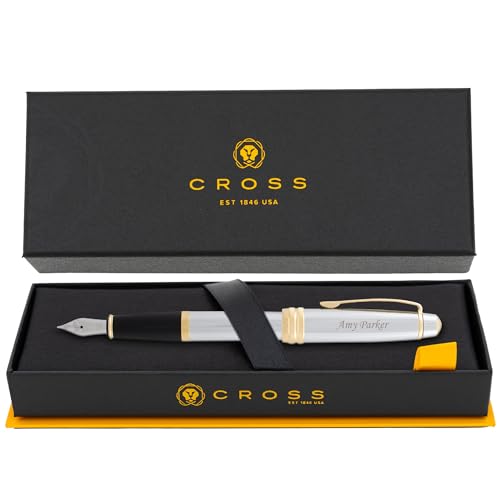 Cross Bailey Personalized Medalist Fountain Pen, Chrome with 23K Gold Trim - color: Chrome with Gold trim