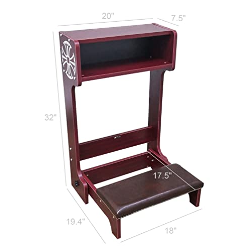 FixtureDisplays 32X20X20" Prayer Bench, Padded Kneeler with Book Shelf, Easy Fold-Away Prayer Table Chair 10104