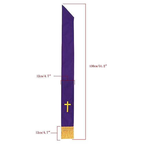 BLESSUME Church Clergy Pastor Cross Embroidered Stole - color: Purple 6