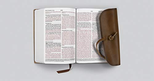 ESV Large Print Compact Bible, Red Letter (Natural Leather, Brown, Flap with Strap): Holy Bible, English Standard Version