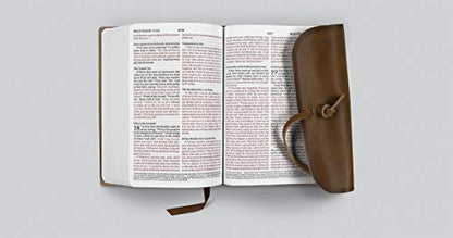 ESV Large Print Compact Bible, Red Letter (Natural Leather, Brown, Flap with Strap): Holy Bible, English Standard Version