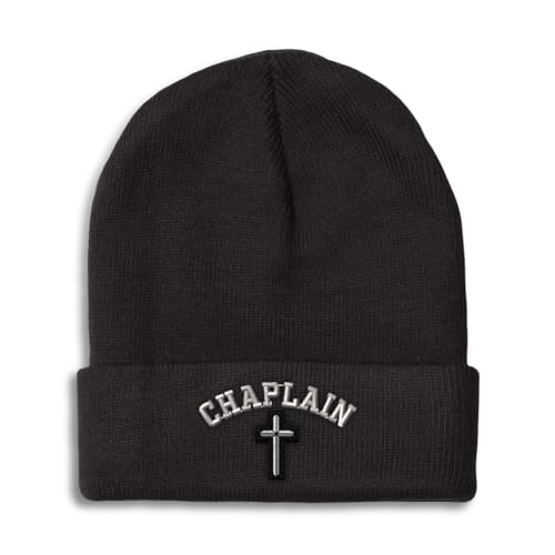 Beanies for Men Cristian Chaplain Cross Christ Faith Jesus Skull Cap Winter Hats for Women Acrylic One Size - color: Black Design Only