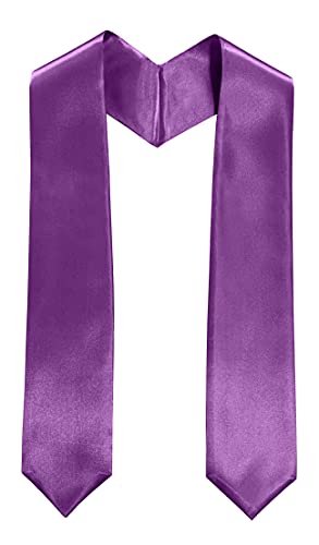 Plain Graduation Stole Sash 60 Inch Unisex Adults Solid - color: Purple Stole