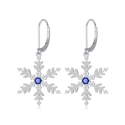 HPQQ Earrings for Women Sterling Silver Dangle Earrings Birthday Christmas Jewelry Gifts for Women Wife Mom - color: White Gold-Snowflake