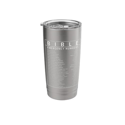 Bible Emergency Hotline Numbers Bible Verse Scripture Gift Stainless Steel Insulated Tumbler - color: Brushed Steel