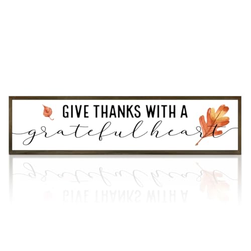 Thanksgiving Decor, Give Thanks With a Grateful Heart Sign, Fall Seasonal Decoration for Home, Wall Decors Art, Rustic Shelf Decor, Decorative Wooden Wall Plaque, 17.8x4x1.2 inches - color: Home Decor 10