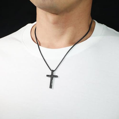 Basketball Cross Necklace for Boys Men - color: Black, style: 4:13 I can do all things