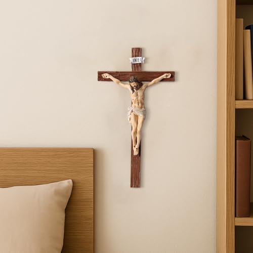 TALPGOD Crucifix Wall Cross 15 Inch,Jesus Cross Home Décor,Jesus Statue Catholic Hanging Cross for Wall Art,Religious Wall Crucifix Decor,Crucifijos Catolicos Cross Wall Decor - size: 15"L x 7.5"W
