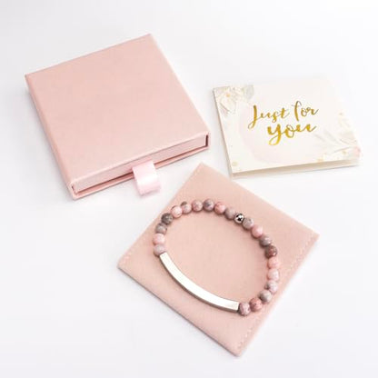 Inspirational Bracelets for Women,18K Gold Plated Christian Bible Verse Faith Jewelry, Religious Jesus Prayer Gift for Mom, Sister, Friend - color: Friends are the family we choose.-Pink Zebra Jasper-Silver