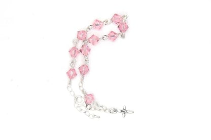 Catholic Communion Rosary Bracelet Created with Swarovski® Crystals, Glass - color: Light Rose Pink