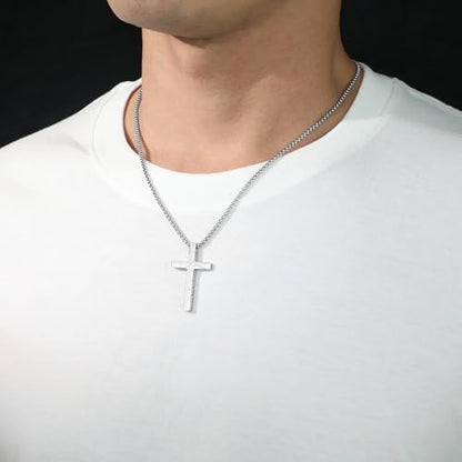 Basketball Cross Necklace for Boys Men - color: Silver, style: 19:26 All things are possible