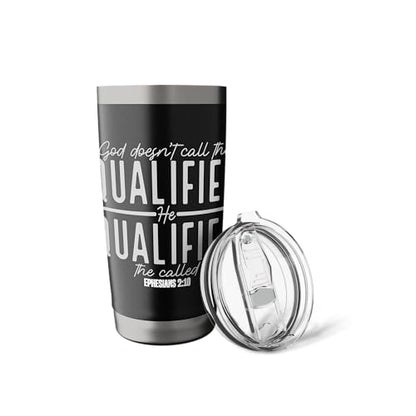 God Doesn't Call the Qualified-He Qualifies the Called Stainless Steel Insulated Tumbler - color: Black