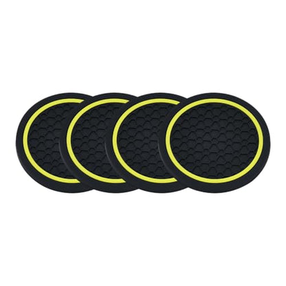 4PCS Car Cup Holder Coasters - 2.75 Inch Non-Slip Insert Water Bottle Holder Pads, Dustproof Automotive Interior Accessories Mat, Universal for Vehicles, Trucks, RVs (Yellow) - color: Yellow