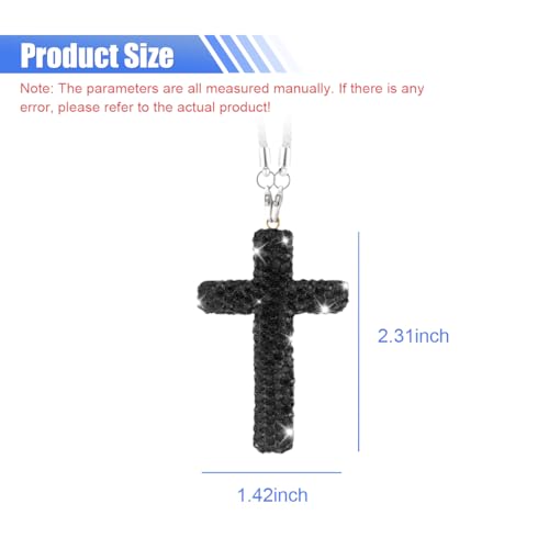 ZIMISI Bling Cross Car Hanging Ornament (Black) - color: Black