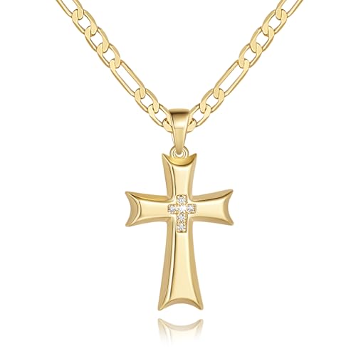 AIGAMIT Cross Necklace for Men Gold Cross Necklace for Men - size: 20 inches