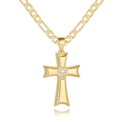 AIGAMIT Cross Necklace for Men Gold Cross Necklace for Men - size: 20 inches