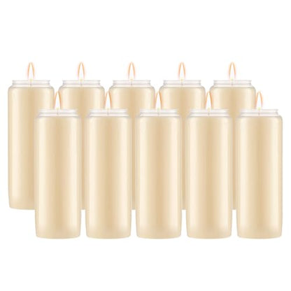 Lerner 9-Day Memorial Candles, 10 Pack, 7” Pillar Prayer Candle in Plastic Jar, Long-Lasting Smokeless Clean Burning Mourning & Shiva Candle for Vigils, Church, Emergencies, Jewish Yahrzeit Candles - style: 10 Pack