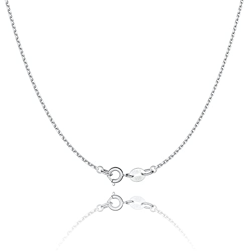 Jewlpire 925 Sterling Silver Chain Necklace for Women, 1.1mm Cable Chains 18K Gold Plated Chain for Women, Thin Sturdy Women's Chains Necklace 14 16 18 20 22 24 Inch - color: 925 Sterling Silver, size: 22 Inch