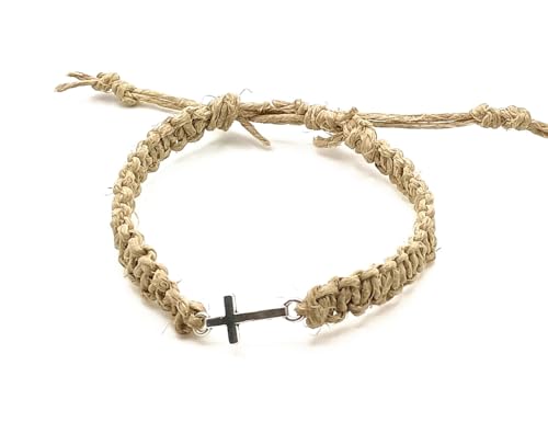 Cross Hemp Bracelet - color: Tan Brown