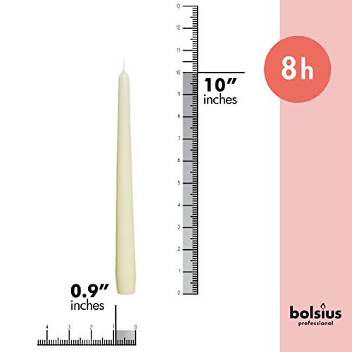 BOLSIUS Long Household Ivory Taper Candles - 10-inch Unscented Premium Quality Wax - 8 Hours Long Burning Dripless Candles Bulk Pack of 30 for Home Décor, Wedding, Parties and Special Occasions - color: Ivory, size: 30 Count