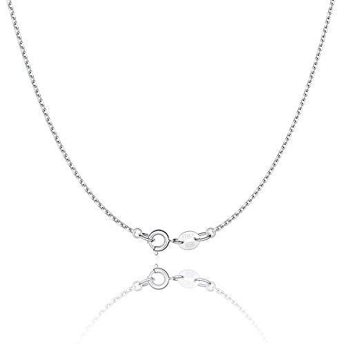 Jewlpire 925 Sterling Silver Chain Necklace for Women, 1.1mm Cable Chains 18K Gold Plated Chain for Women, Thin Sturdy Women's Chains Necklace 14 16 18 20 22 24 Inch - color: 925 Sterling Silver, size: 18 Inch