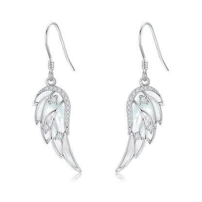 ONEFINITY Angel Wings Earring for Women Feather Wing Earring Angel Jewelry - color: white