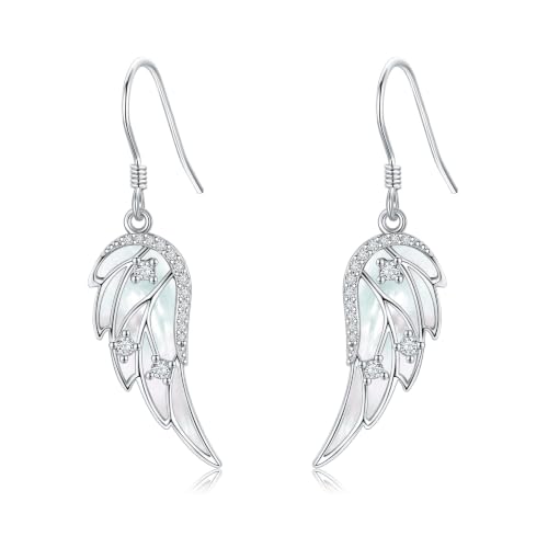 ONEFINITY Angel Wings Earring for Women Feather Wing Earring Angel Jewelry - color: white