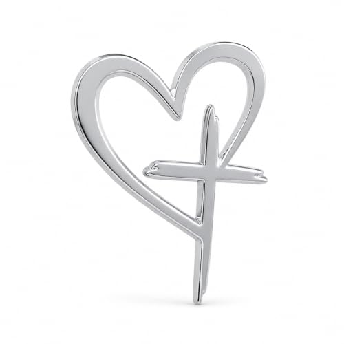 Jesus Love Heart Cross Car Emblem Sticker, 3D Metal Christian Car Decal, Faith Religious Auto Badge for Cars SUV Trucks (Silver) - color: Silver