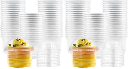 [100 Sets 5 oz Clear Plastic Cups with Dome Lids,Disposable Plastic Drinking Cups,Parfait Cups for Cupcake/Ice Cream/Latte/Cold drinks (Pack of 2) - size: 5oz (Pack of 2)