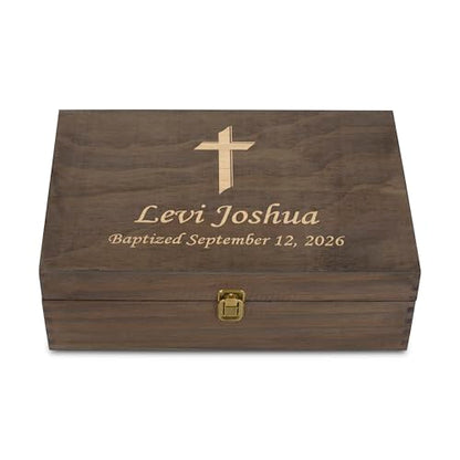 Baptism Gift for Boys & Girls, Personalized Wooden Memory Box - style: 2. Baptism Designs