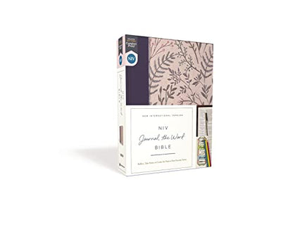 NIV, Journal the Word Bible, Cloth over Board, Pink Floral, Red Letter, Comfort Print: Reflect, Take Notes, or Create Art Next to Your Favorite Verses