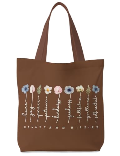 Bible Bags for Women, Christian Tote Bag, Gifts for Christian Women - color: Brown