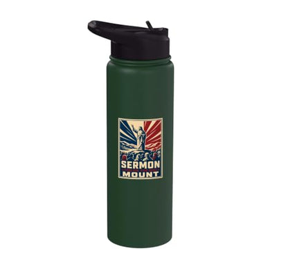 Sermon On The Mount Christian Faith Scripture Stainless Steel Insulated Water Bottle - color: Dark Green