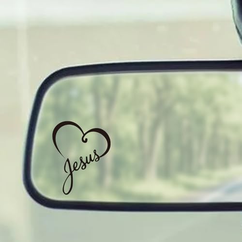 5Pcs Christian Mirror Stickers,Jesus Heart Decals for Car Rearview (Black) - color: Balck-jesusheart