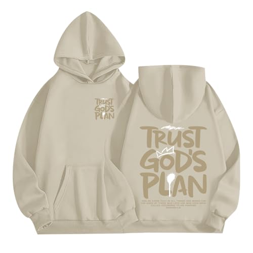 Christian Hoodies for Men Jesus Hoodie Religious God Sweatshirts Faith Bible Verse Sweatshirt Inspirational Pullover - color: Apricot, size: Medium