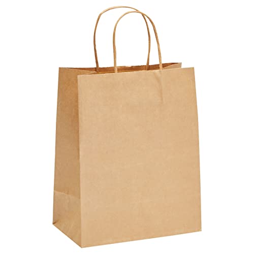 Juvale Brown Gift Bags with Handles - 12-Pack Large, Brown, 8 x 4.75 x 10 In, 120 GSM Paper - Paper Gift Bags Bulk for Party Favors & DIY Decorating & Branding - style: Large